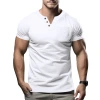 Temu Cross-border bestseller 2025 Summer New Men's Casual T-shirt with V-neck, fashionable and slimming short-sleeved top, trendy Specification image